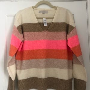 Love striped V neck sweater, NWT